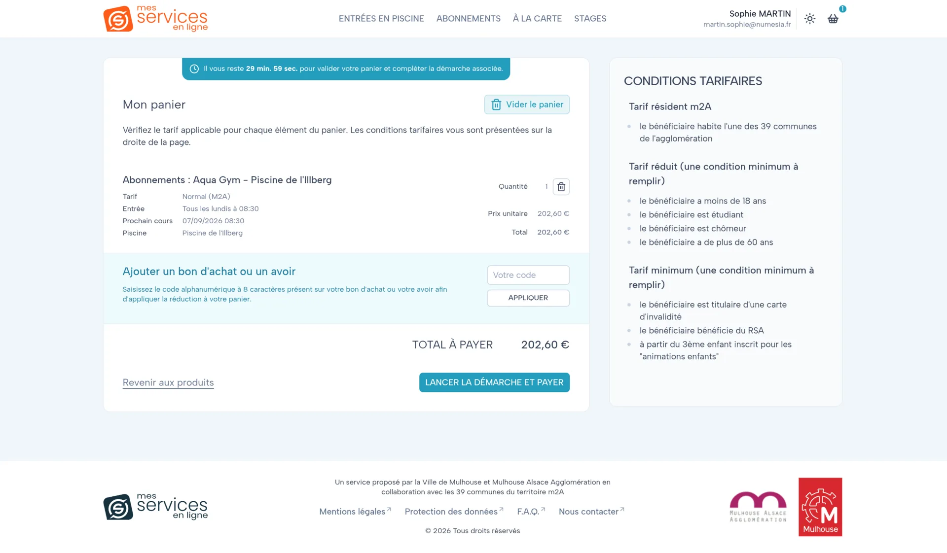 Panier d'achat et récapitulatif des commandes