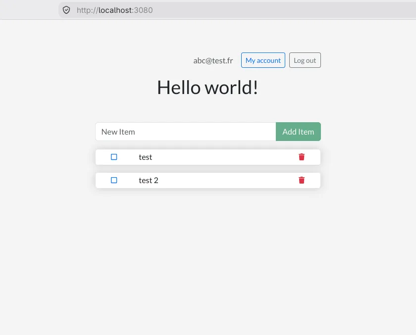 Interface de gestion de tâches de l'application